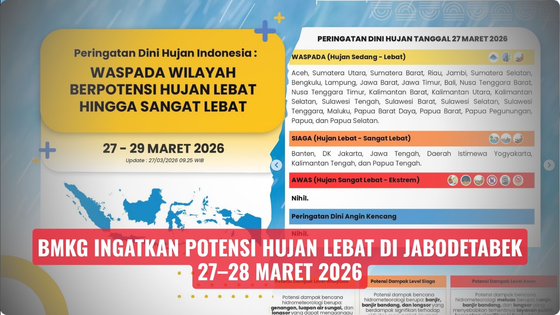 BMKG Ingatkan Potensi Hujan Lebat di Jabodetabek 27–28 Maret 2026