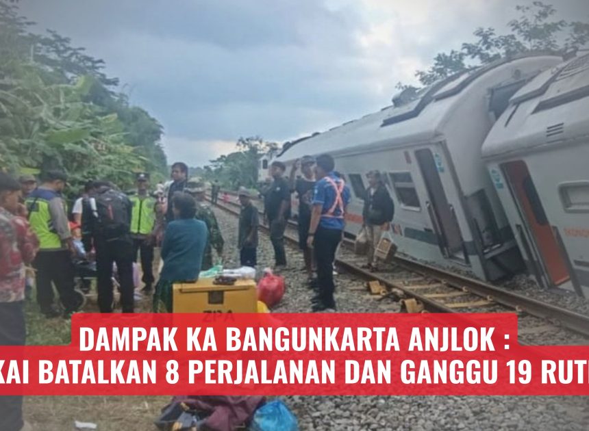 Dampak KA Bangunkarta Anjlok: KAI Batalkan 8 Perjalanan dan Ganggu 19 Rute