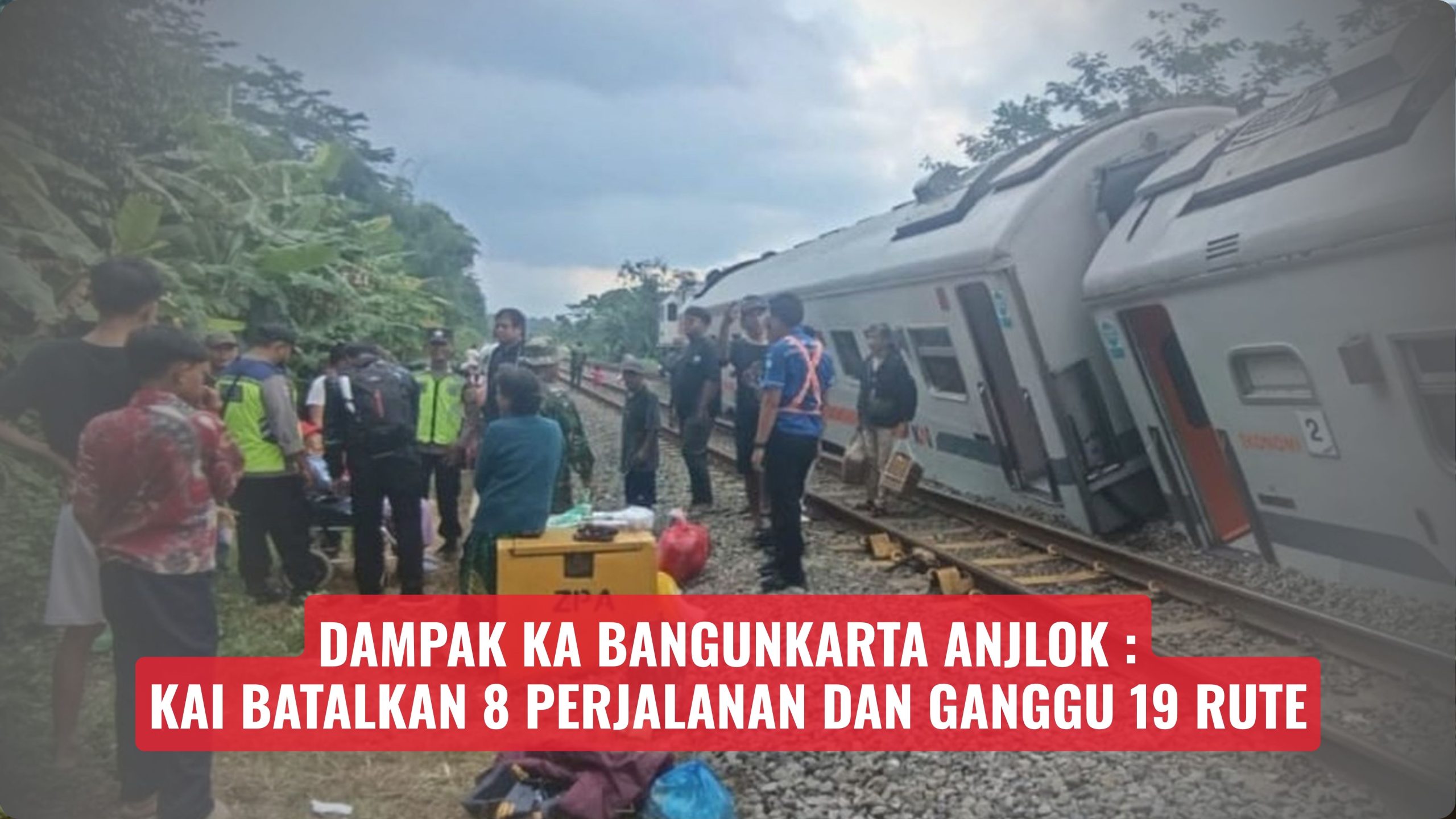 Dampak KA Bangunkarta Anjlok: KAI Batalkan 8 Perjalanan dan Ganggu 19 Rute