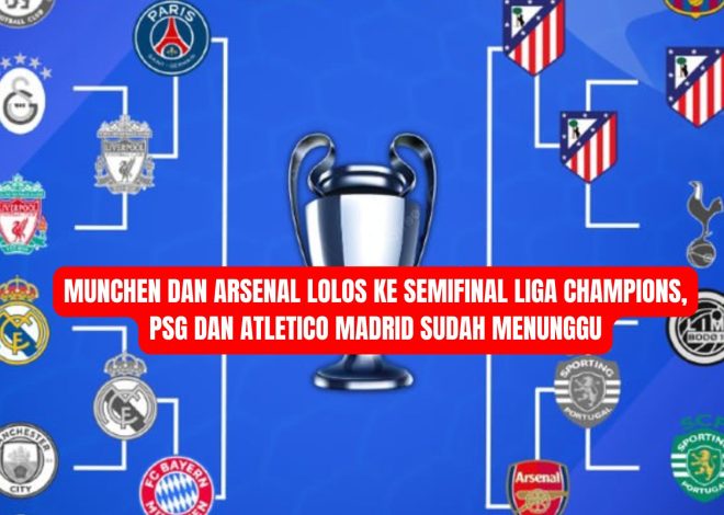 Munchen dan Arsenal Lolos ke Semifinal Liga Champions, PSG dan Atletico Madrid Sudah Menunggu