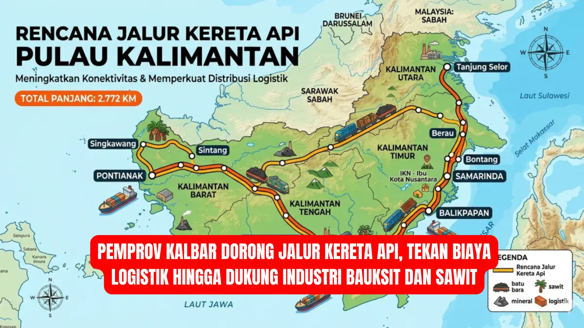 Pemprov Kalbar Dorong Pembangunan Jalur Kereta Api, Tekan Biaya Logistik dan Dukung Industri Strategis