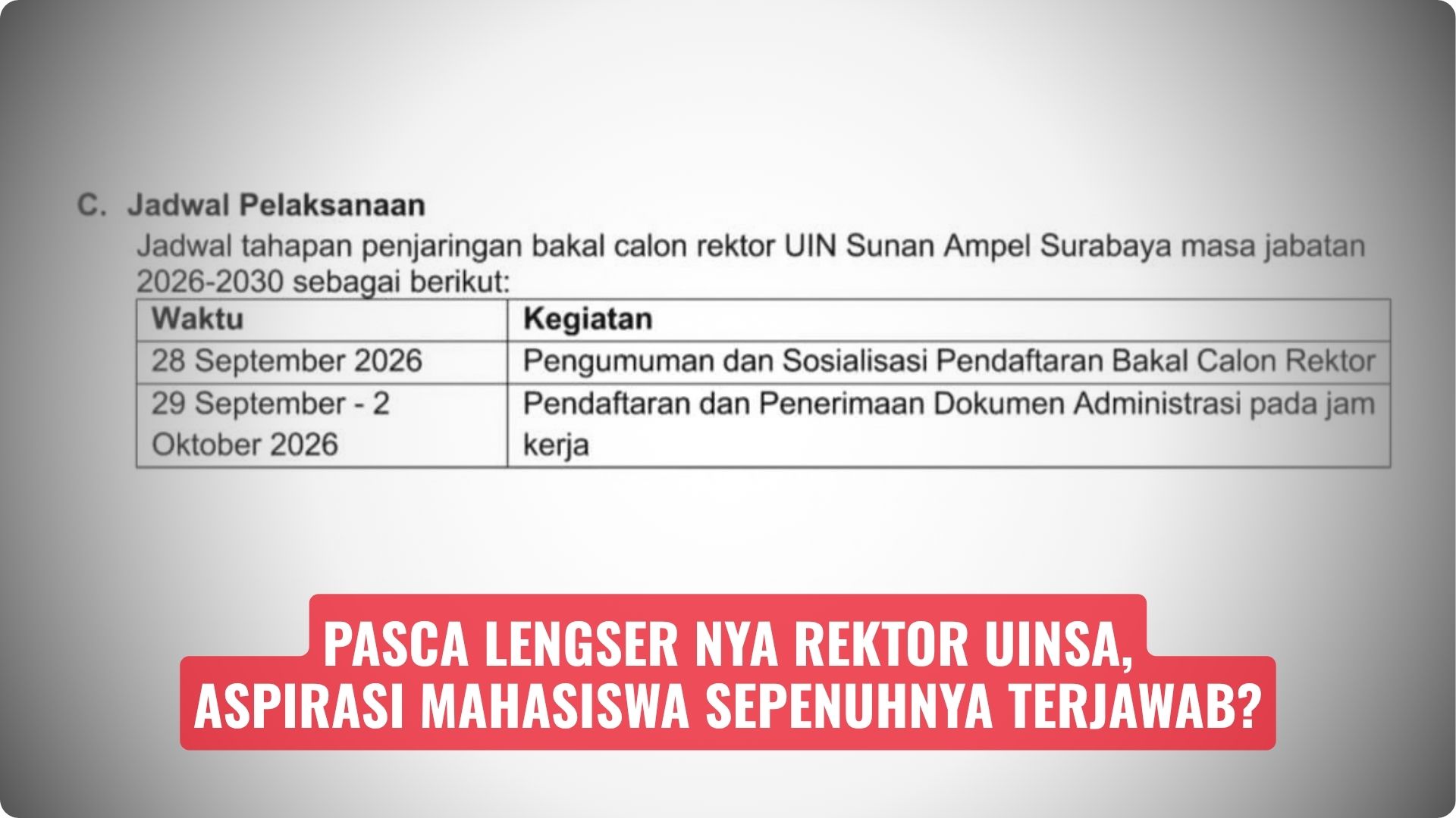 Pasca Lengsernya Rektor UINSA, Aspirasi Mahasiswa Sepenuhnya Terjawab?